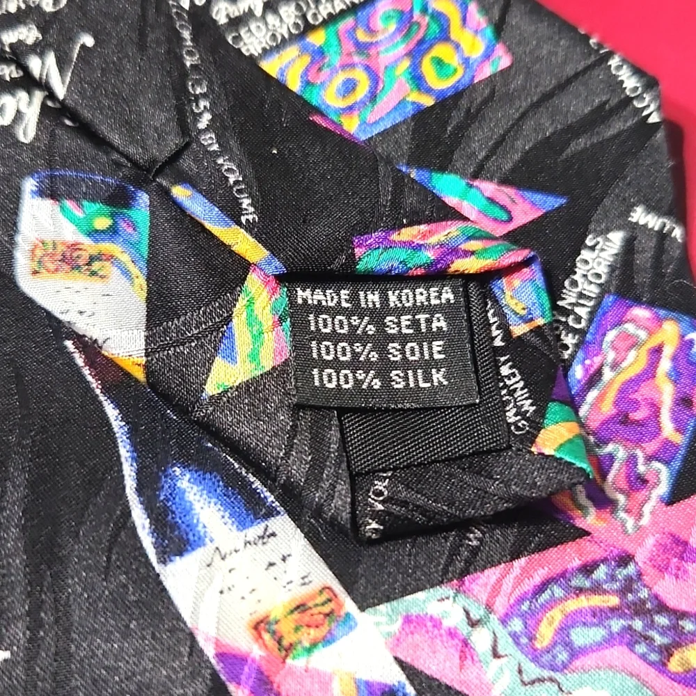 90's Wine Vogue Collection Nichols Winery Silk Tie Images of a Sommelier HTF NEW